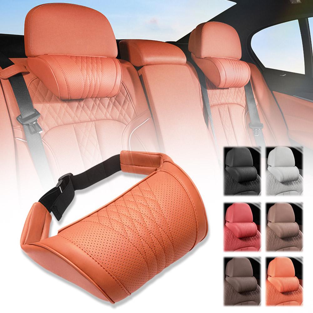 Luxury Leather Car Headrest Pi - Memory Foam Car Neck Pillow Lumbar Support 评论和价格